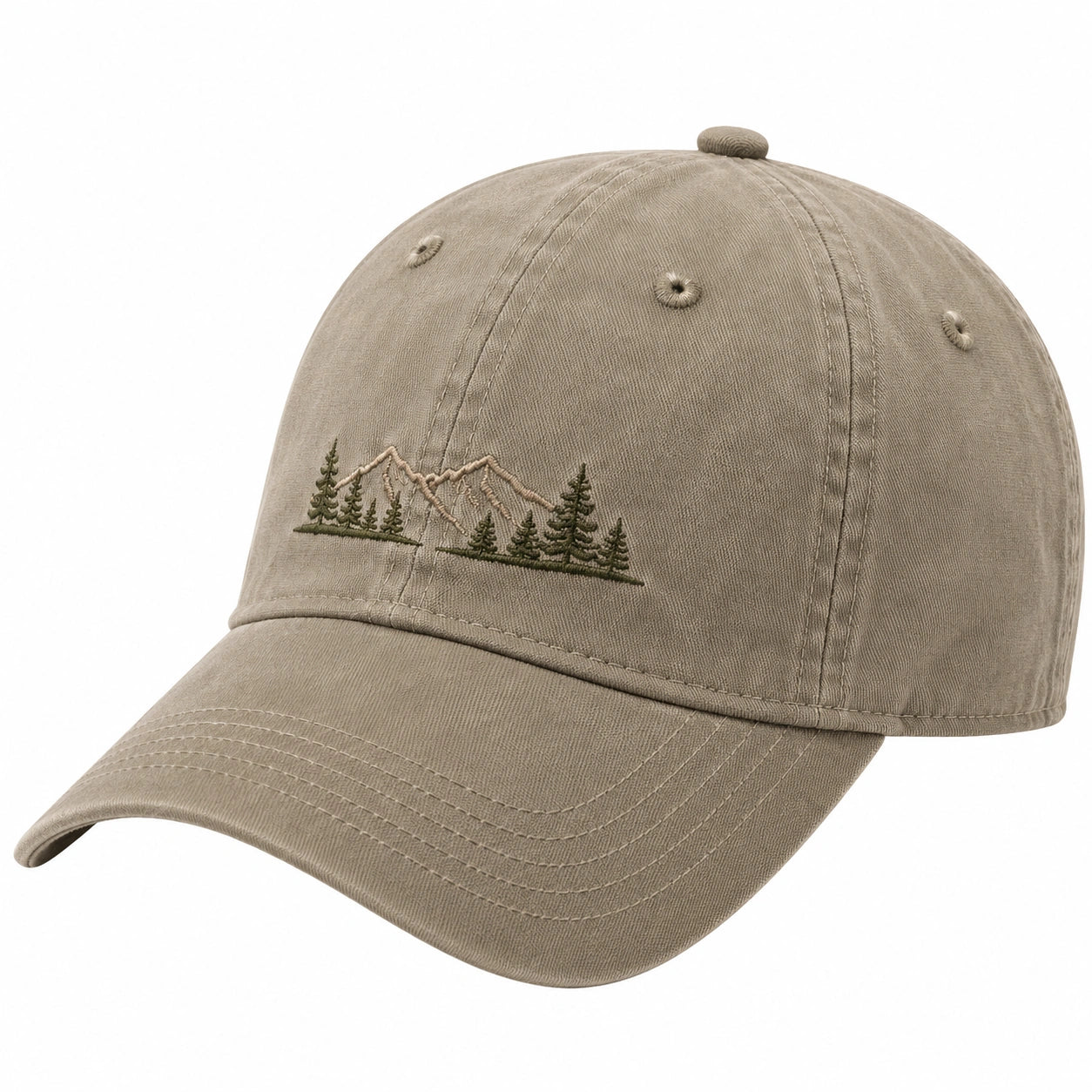 Basecap Khaki mit Landschaftsmotiv