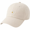Elegante Baseballcap mit Gänseblümchen-Stickerei Beige