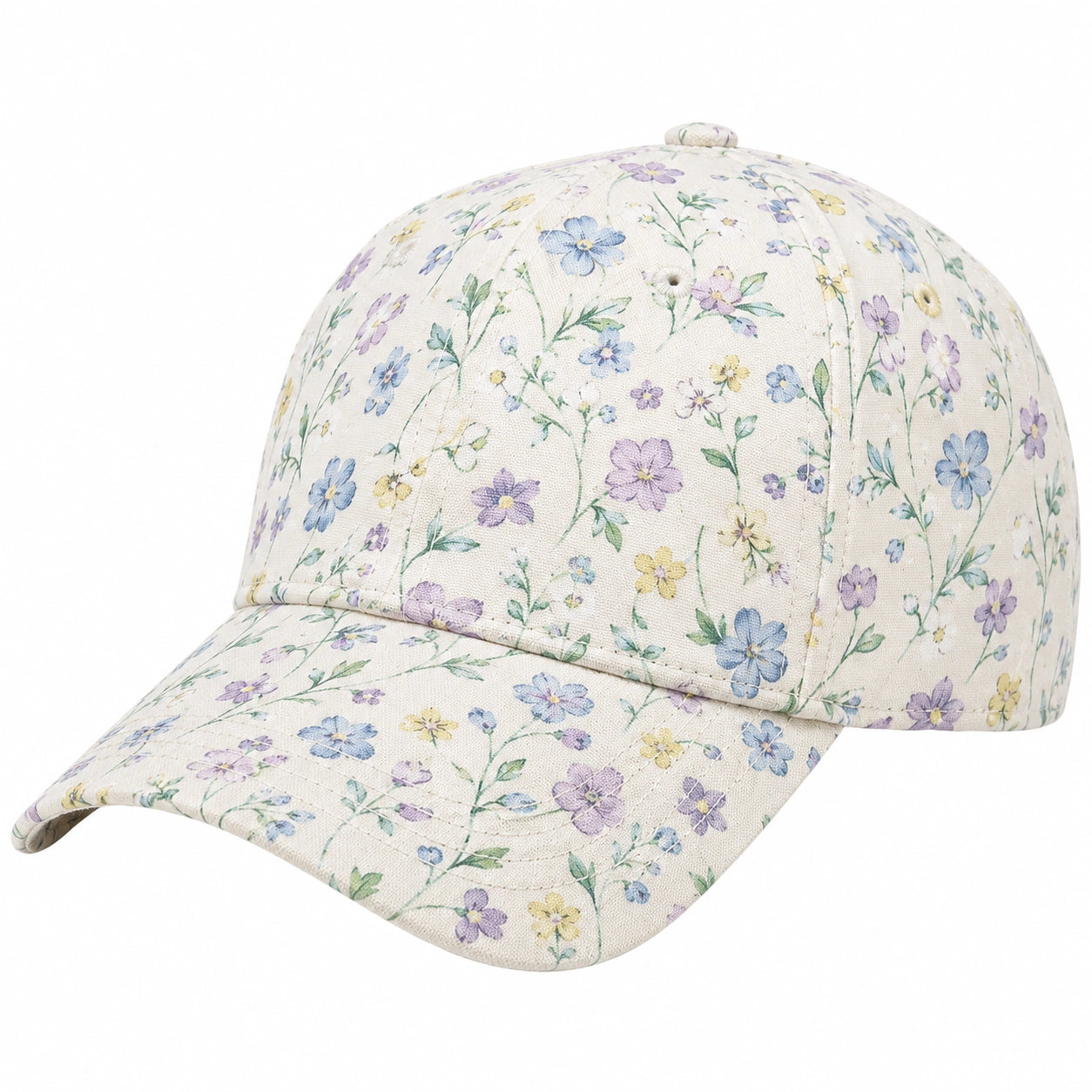 Verstellbare Basecap mit floralem Muster in sanften Pastellfarben