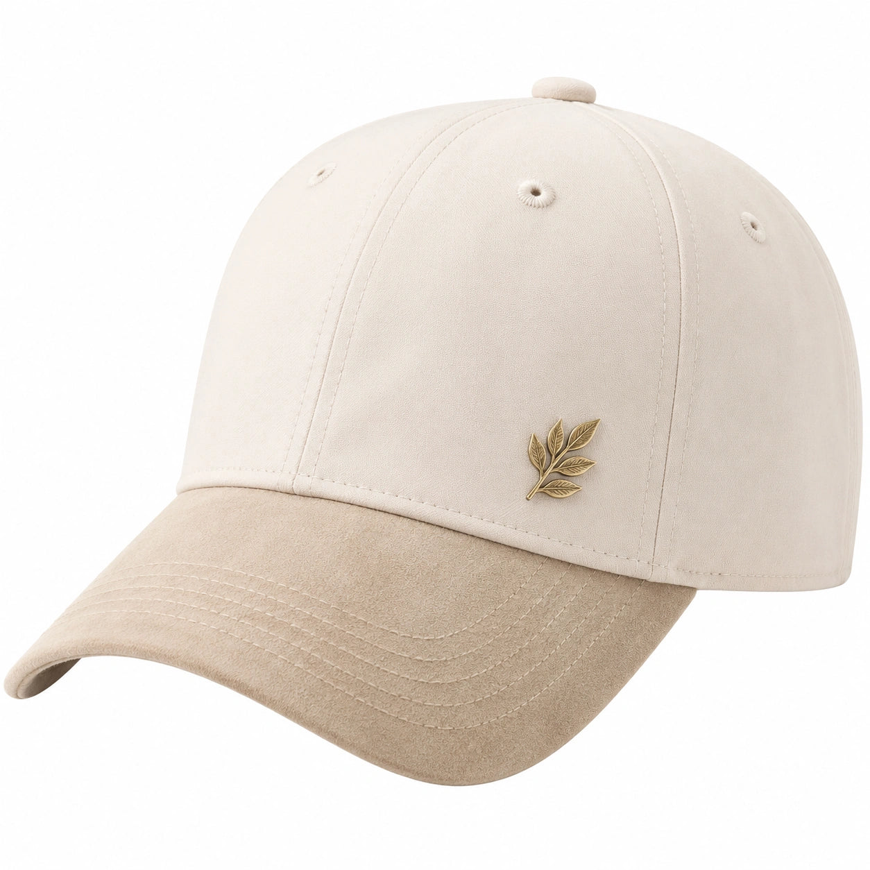 Beige Baseballcap mit Blattverzierung