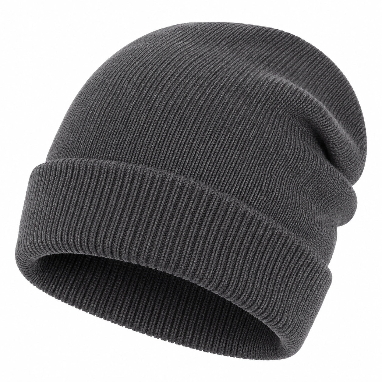Warme Herren Strickmütze Dunkelgrau