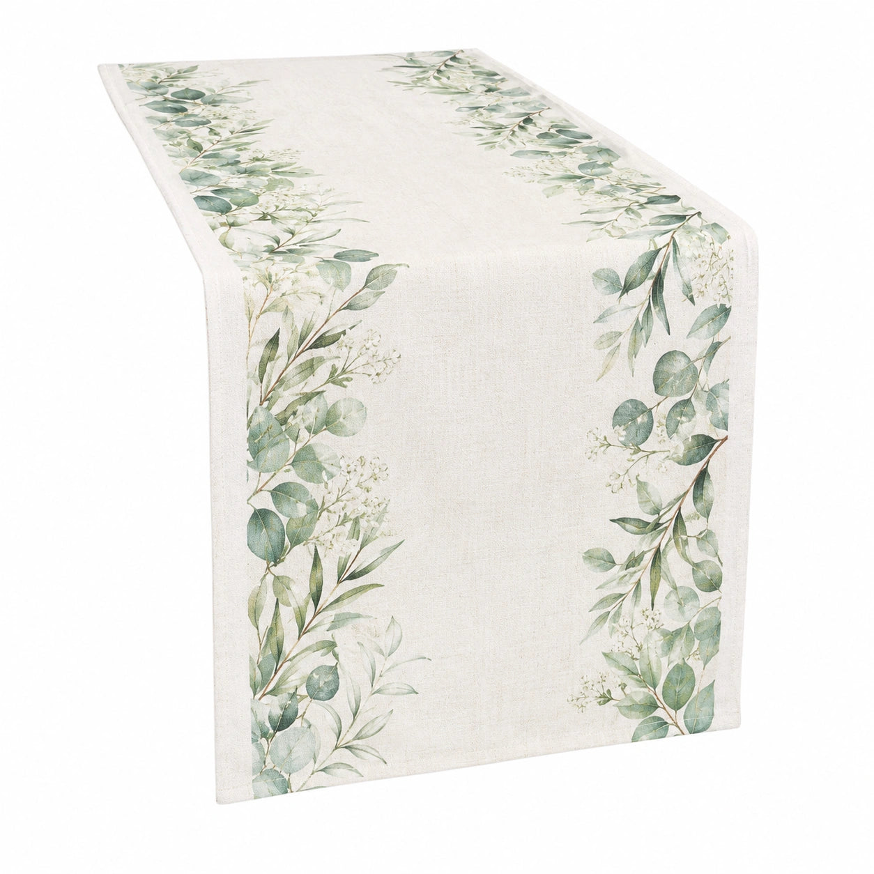 Tischläufer mit Eukalyptus-Design in Beige/Grün