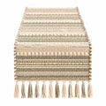 Tischläufer Beige und Grün mit Quasten 150x35cm