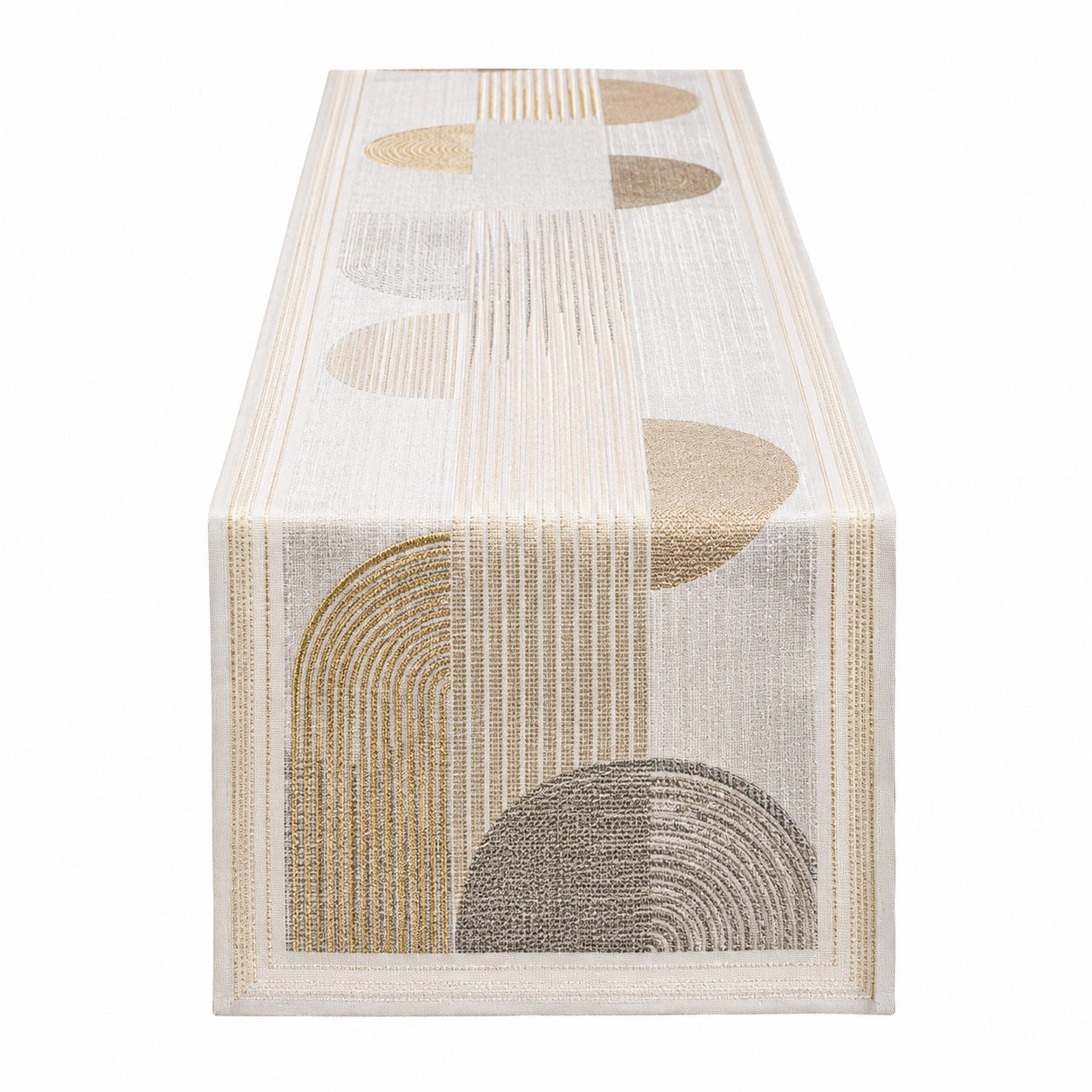 Geometrischer Tischläufer in Beige und Grau für modernes Zuhause