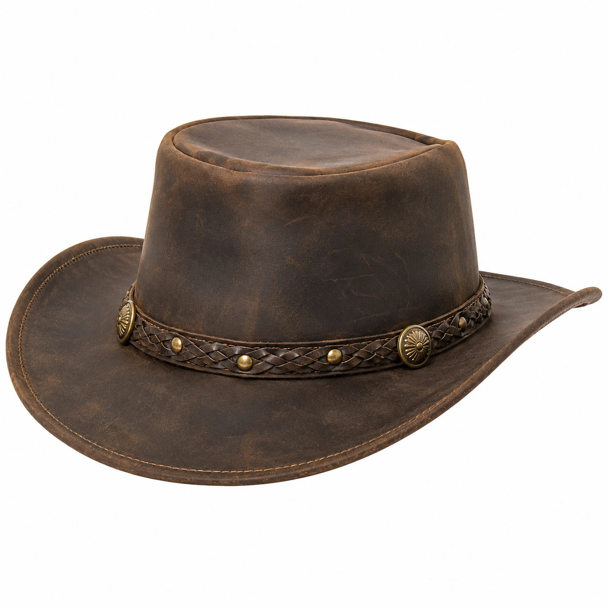 Unisex Cowboyhut mit Zierband Dunkelbraun