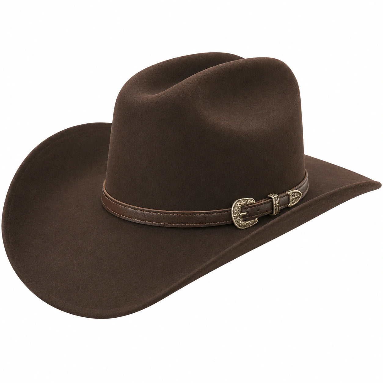 Brauner Western Cowboyhut mit Schnalle