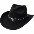 Schwarzer Cowboyhut mit Bullenschmuck