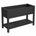 Schwarzes Hochbeet mit Ablage für Garten und Balkon