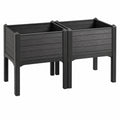 2er-Set Hochbeet Pflanzkasten Kunststoff Schwarz