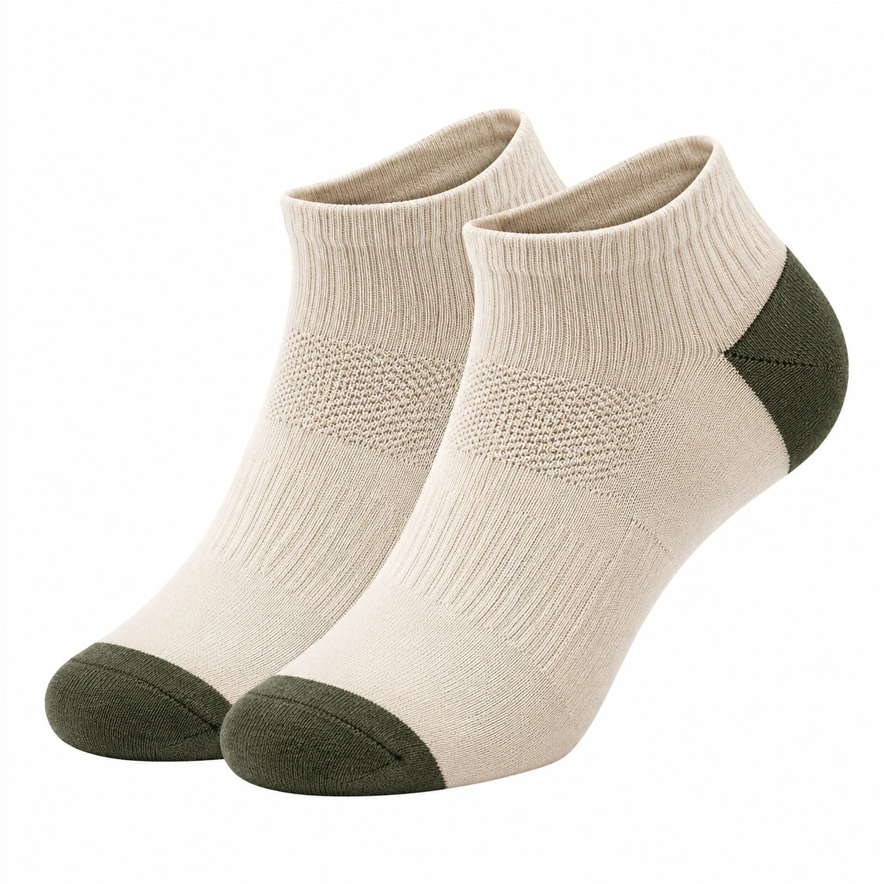 Kurze Atmungsaktive Socken Beige/Grün - 2 Paar